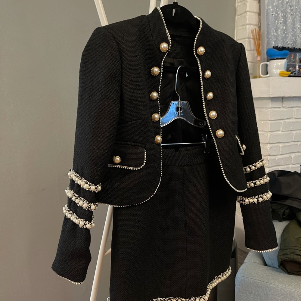 French style suits with pearls